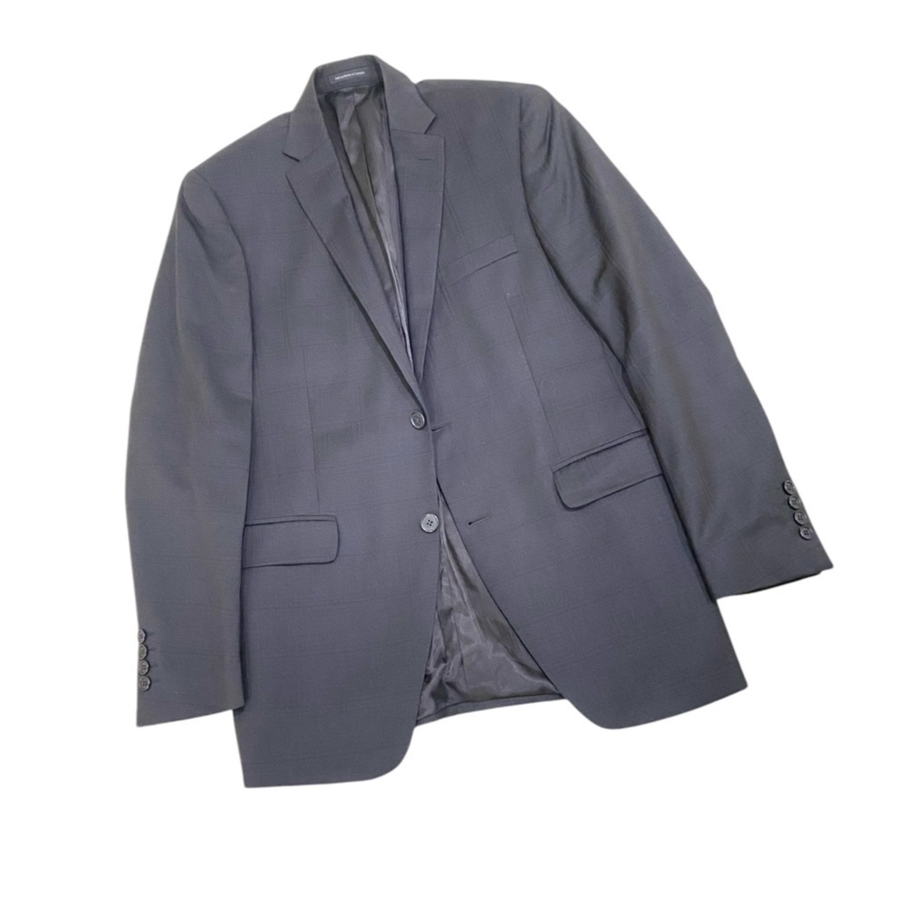 Men’s Kenneth Cole Reaction virgin wool navy tonal plaid two button jacket 40R
